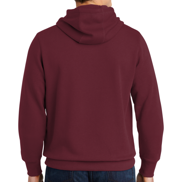 Sport Tek Pullover Hooded Sweatshirt, Maroon, Back view