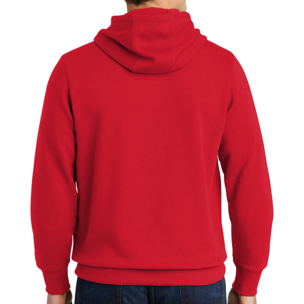 Sport Tek Pullover Hooded Sweatshirt, True Red, Back view