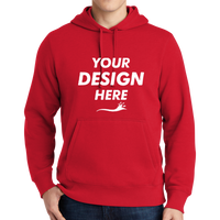 Sport Tek Pullover Hooded Sweatshirt, True Red, Front view, Mockup