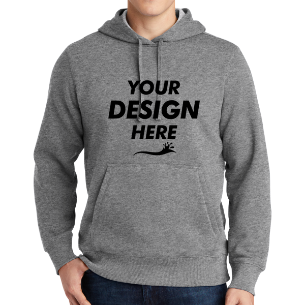 Sport Tek Pullover Hooded Sweatshirt, Vintage Heather, Front view, Mockup