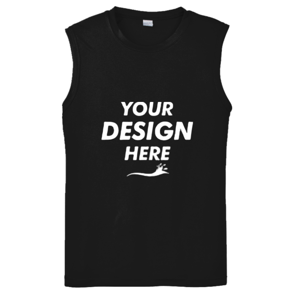 Sport Tek Sleeveless PosiCharge ® Competitor Tee, Black, Front view, Mockup