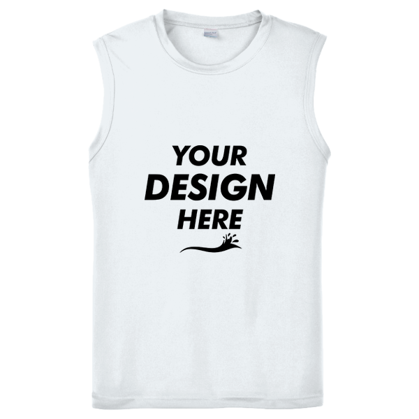 Sport Tek Sleeveless PosiCharge ® Competitor Tee, White, Front view, Mockup