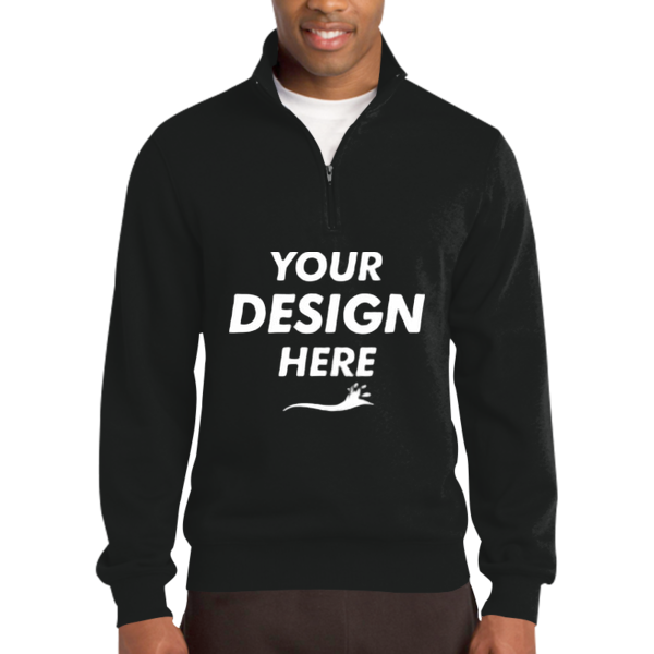Sport Tek Tall 1/4 Zip Sweatshirt, Black, Front view, Mockup