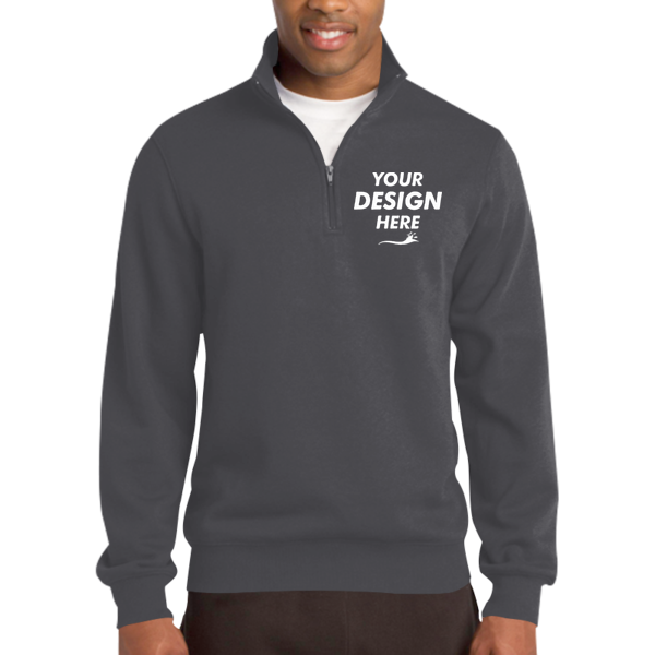 Sport Tek Tall 1/4 Zip Sweatshirt, Graphite Heather, Front view, Mockup