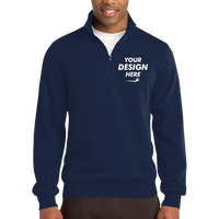 Sport Tek Tall 1/4 Zip Sweatshirt, True Navy, Front view, Mockup