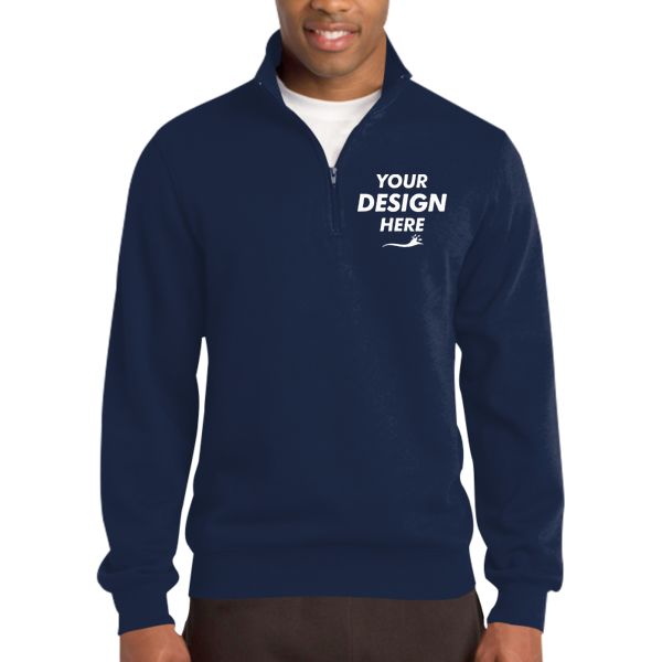 Sport Tek Tall 1/4 Zip Sweatshirt, True Navy, Front view, Mockup