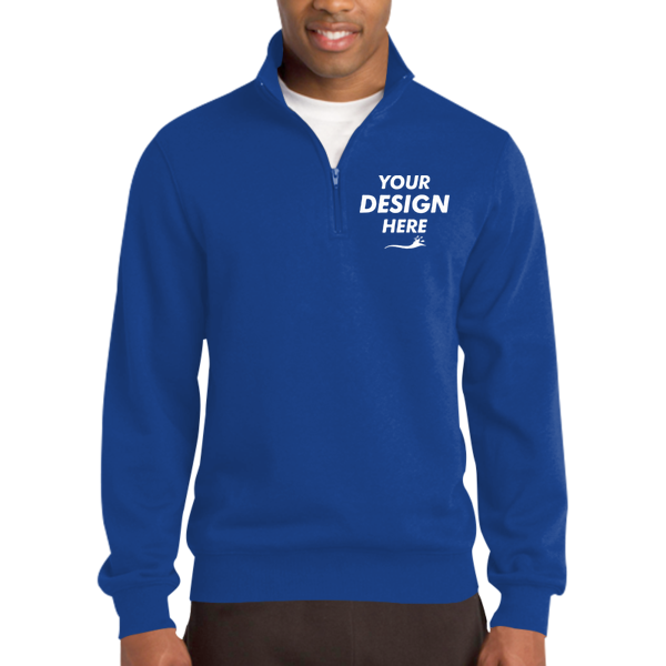 Sport Tek Tall 1/4 Zip Sweatshirt, True Royal, Front view, Mockup