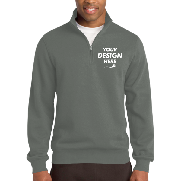 Sport Tek Tall 1/4 Zip Sweatshirt, Vintage Heather, Front view, Mockup