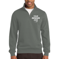 Sport Tek Tall 1/4 Zip Sweatshirt, Vintage Heather, Front view, Mockup
