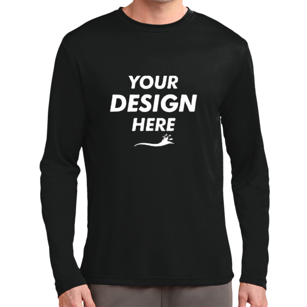 Sport Tek Tall Long Sleeve PosiCharge ® Competitor Tee, Black, Front view, Mockup