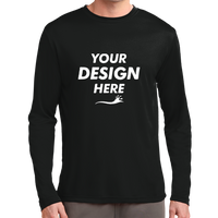 Sport Tek Tall Long Sleeve PosiCharge ® Competitor Tee, Black, Front view, Mockup