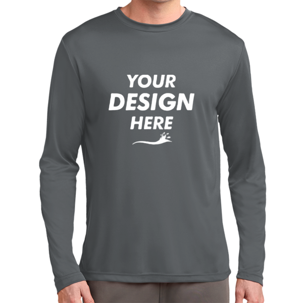 Sport Tek Tall Long Sleeve PosiCharge ® Competitor Tee, Iron Grey, Front view, Mockup