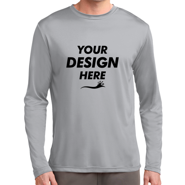 Sport Tek Tall Long Sleeve PosiCharge ® Competitor Tee, Silver, Front view, Mockup