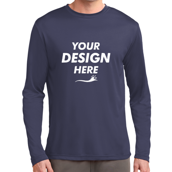 Sport Tek Tall Long Sleeve PosiCharge ® Competitor Tee, True Navy, Front view, Mockup