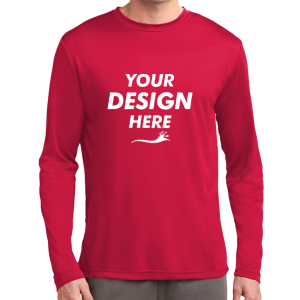Sport Tek Tall Long Sleeve PosiCharge ® Competitor Tee, True Red, Front view, Mockup