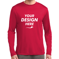 Sport Tek Tall Long Sleeve PosiCharge ® Competitor Tee, True Red, Front view, Mockup