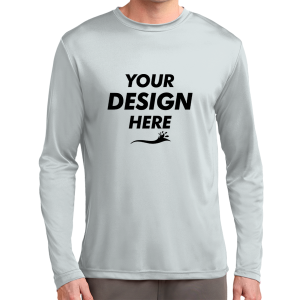 Sport Tek Tall Long Sleeve PosiCharge ® Competitor Tee, White, Front view, Mockup