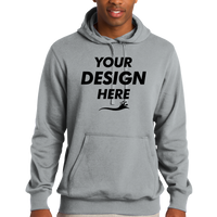 Sport Tek Tall Pullover Hooded Sweatshirt, Athletic Heather, Front view, Mockup