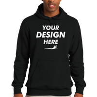 Sport Tek Tall Pullover Hooded Sweatshirt, Black, Front view, Mockup