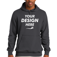 Sport Tek Tall Pullover Hooded Sweatshirt, Graphite Heather, Front view, Mockup