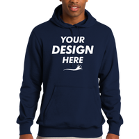 Sport Tek Tall Pullover Hooded Sweatshirt, True Navy, Front view, Mockup