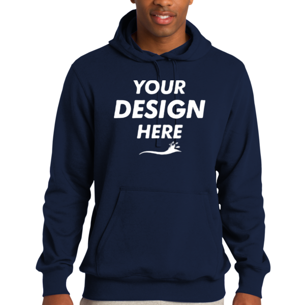 Sport Tek Tall Pullover Hooded Sweatshirt, True Navy, Front view, Mockup