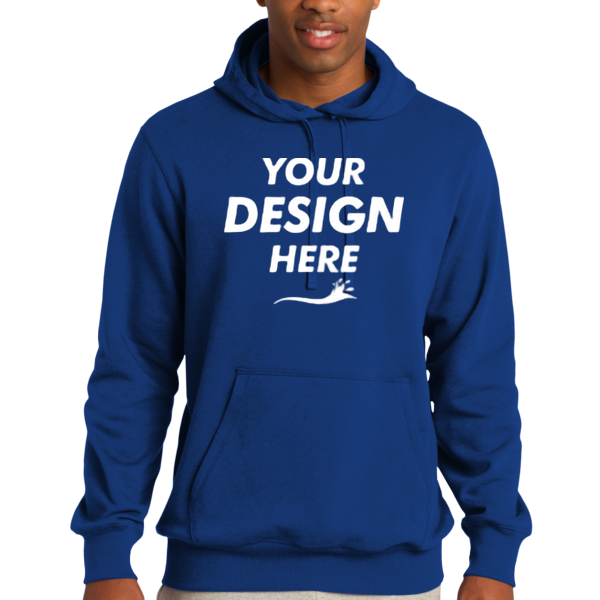 Sport Tek Tall Pullover Hooded Sweatshirt, True Royal, Front view, Mockup