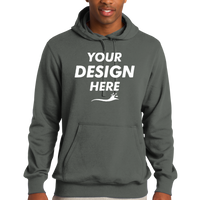 Sport Tek Tall Pullover Hooded Sweatshirt, Vintage Heather, Front view, Mockup