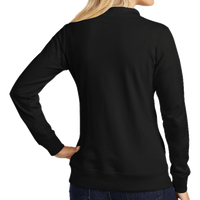 Sport Tek Women's Lightweight French Terry Bomber, Black, Back view