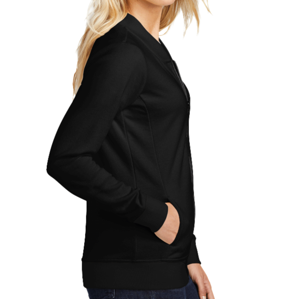 Sport Tek Women's Lightweight French Terry Bomber, Black, Right Sleeve view