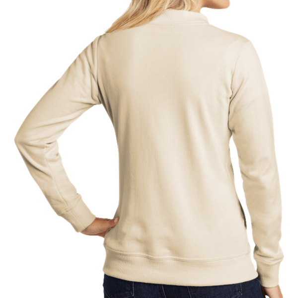 Sport Tek Women's Lightweight French Terry Bomber, Ecru, Back view