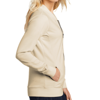 Sport Tek Women's Lightweight French Terry Bomber, Ecru, Right Sleeve view