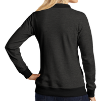 Sport Tek Women's Lightweight French Terry Bomber, Heather Black, Back view