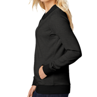 Sport Tek Women's Lightweight French Terry Bomber, Heather Black, Left Sleeve view