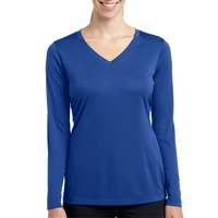 Sport Tek Women's Long Sleeve PosiCharge ® Competitor V Neck Tee, True Royal, Front view
