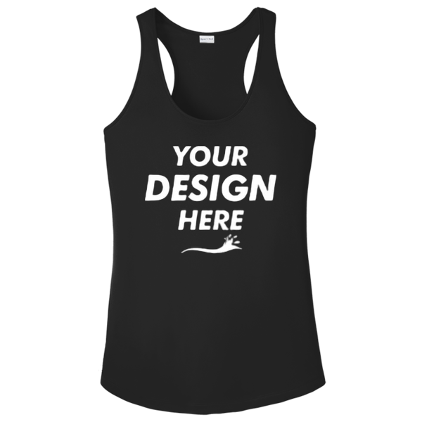 Sport Tek Women's PosiCharge ® Competitor Racerback Tank, Black, Front view, Mockup
