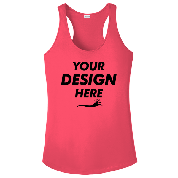 Sport Tek Women's PosiCharge ® Competitor Racerback Tank, Hot Coral, Front view, Mockup