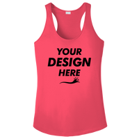 Sport Tek Women's PosiCharge ® Competitor Racerback Tank, Hot Coral, Front view, Mockup