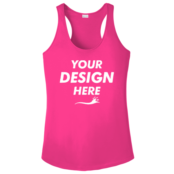 Sport Tek Women's PosiCharge ® Competitor Racerback Tank, Neon Pink, Front view, Mockup