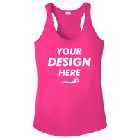 Sport Tek Women's PosiCharge ® Competitor Racerback Tank, Neon Pink, Front view, Mockup