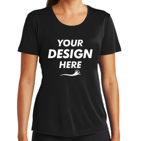 Sport Tek Women's PosiCharge ® Competitor Tee, Black, Front view, Mockup