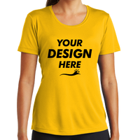 Sport Tek Women's PosiCharge ® Competitor Tee, Gold, Front view, Mockup
