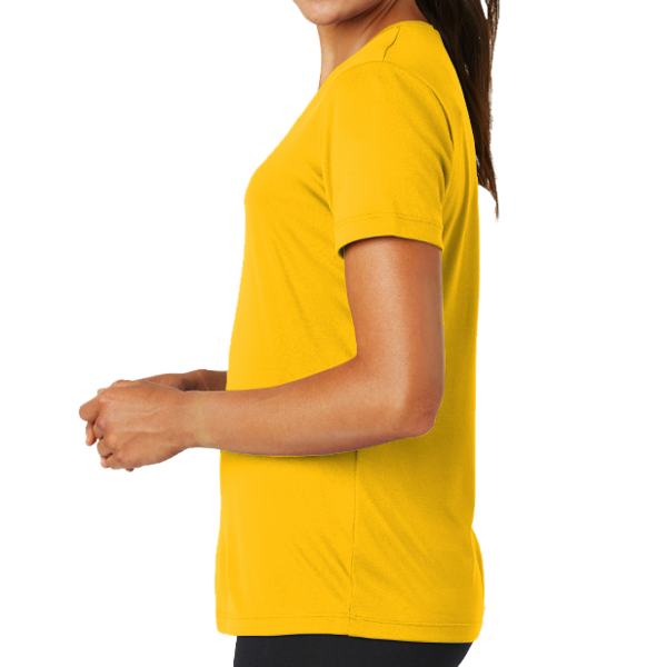 Sport Tek Women's PosiCharge ® Competitor Tee, Gold, Left Sleeve view