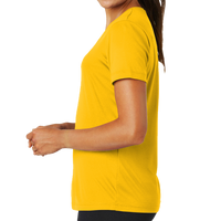 Sport Tek Women's PosiCharge ® Competitor Tee, Gold, Left Sleeve view