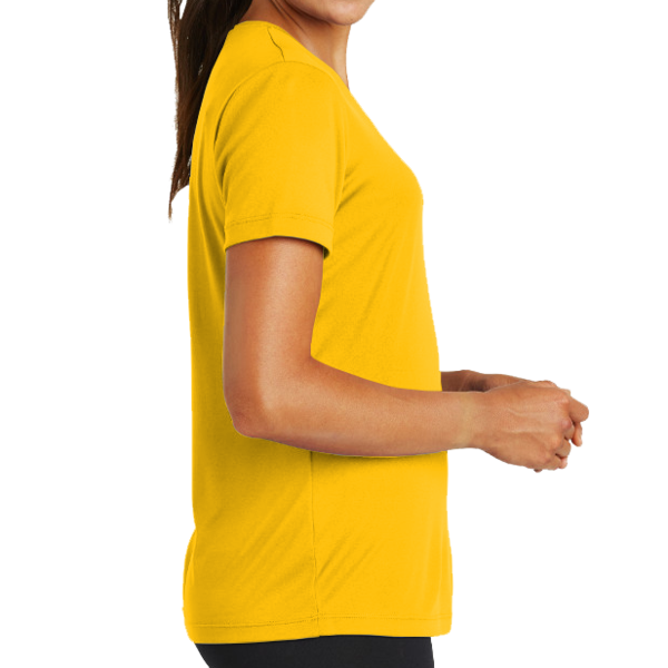 Sport Tek Women's PosiCharge ® Competitor Tee, Gold, Right Sleeve view