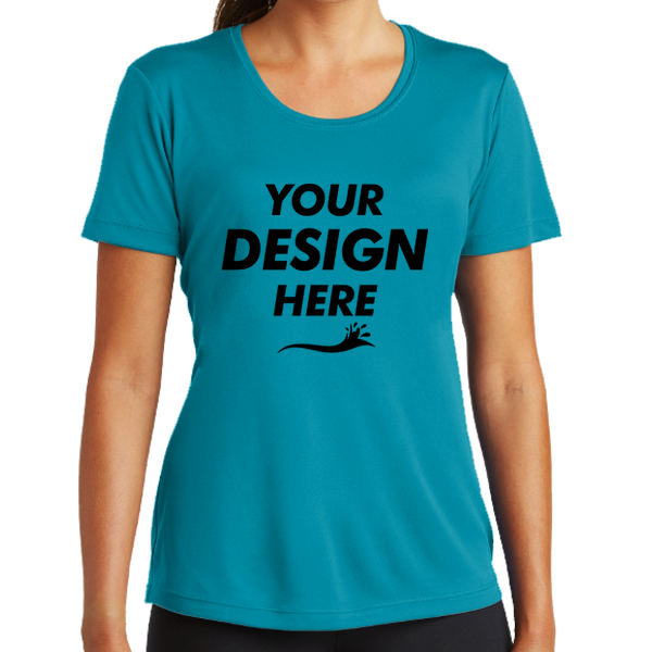 Sport Tek Women's PosiCharge ® Competitor Tee, Tropic Blue, Front view, Mockup