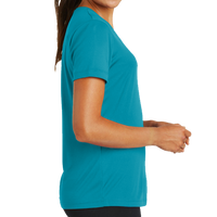 Sport Tek Women's PosiCharge ® Competitor Tee, Tropic Blue, Right Sleeve view