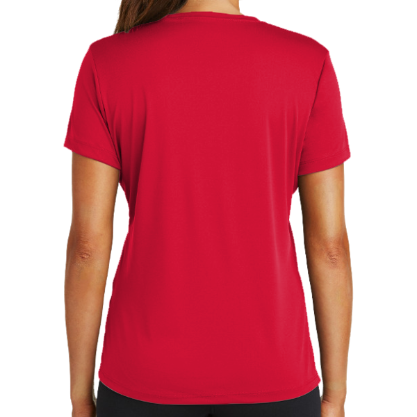 Sport Tek Women's PosiCharge ® Competitor Tee, True Red, Back view