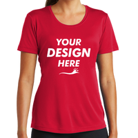 Sport Tek Women's PosiCharge ® Competitor Tee, True Red, Front view, Mockup