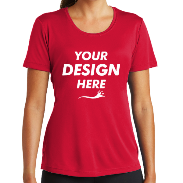 Sport Tek Women's PosiCharge ® Competitor Tee, True Red, Front view, Mockup